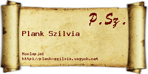 Plank Szilvia névjegykártya